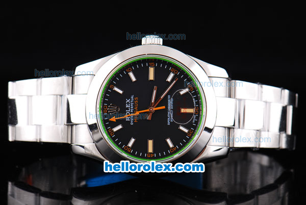 Rolex Milgauss Oyster Perpetual Automatic Movement with Black Dial and Orange Second Hand - Click Image to Close